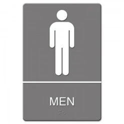 ADA Sign, Men Restroom With Tactile Graphic, 6" X 97quot;, Gray