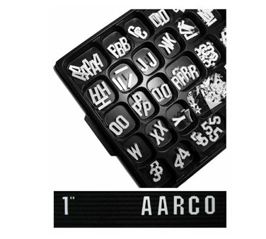 Aarco Products GF1.0 1" Gothic Style Universal Single Tab Changeable Typeface Letters - 165 Characters / Set