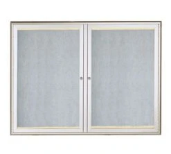 Aarco Products LOWFC3648 LED Lighted Enclosed 2-Door Bulletin Board With Aluminum Waterfall Style Silver Frame, 36"H X 48"W