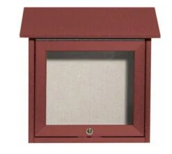 Aarco Products OPLD1818-7 Rosewood Slimline Series Top Hinged Single Door Plastic Lumber Message Center With Vinyl Posting Surface 18" X 18"