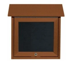 Aarco Products OPLD1818L-5 Cedar Slimline Series Top Hinged Single Door Plastic Lumber Message Center With Letter Board 18" X 18"
