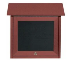Aarco Products OPLD1818L-7 Rosewood Slimline Series Top Hinged Single Door Plastic Lumber Message Center With Letter Board 18" X 18"