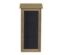 Aarco Products OPLD3416L-8 Weathered Wood Slimline Series Top Hinged Single Door Plastic Lumber Message Center With Letter Board 34" X 16"