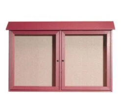 Aarco Products PLD3045-2-7 Rosewood Two Hinged Doors Plastic Lumber Message Center With Vinyl Posting Surface 30" X 45"