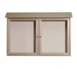 Aarco Products PLD3045-2-8 Weathered Wood Two Hinged Doors Plastic Lumber Message Center With Vinyl Posting Surface 30" X 45"