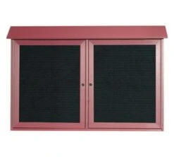 Aarco Products PLD3045-2L-7 Rosewood Two Hinged Doors Plastic Lumber Message Center With Letter Board 30" X 45"