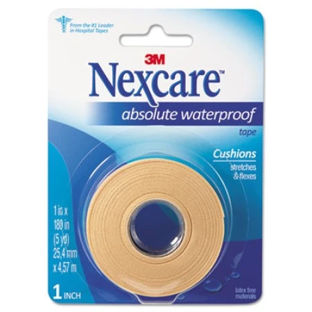 3M Absolute Waterproof First Aid Tape, Foam, 1" X 180 1 3M Absolute Waterproof First Aid Tape, Foam, 1" X 180
