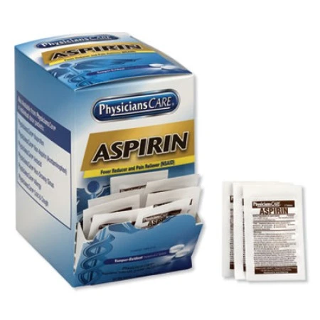 Aspirin Medication, Two-Pack, 50 Packs/Box 1 Aspirin Medication, Two-Pack, 50 Packs/Box