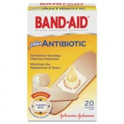Band-Aid Antibiotic Adhesive Bandages, Assorted Sizes, 20/Box