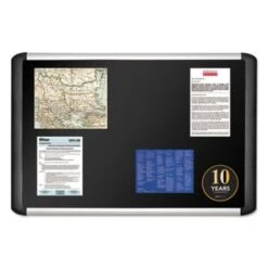 Black Fabric Bulletin Board, 36 X 48, Silver/Black