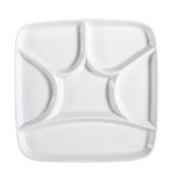 CAC China CMP-SQ8 Square Crown Porcelain Compartment Tray 8-1/2" - 2 Doz