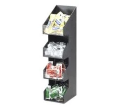 Cal-Mil 1423 Classic Four Tier Black Condiment Display With Clear Bin Fronts 5-1/4" X 6-3/4" X 21"