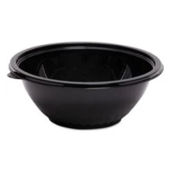 WNA Caterline Pack N' Serve Black Plastic Bowl, 80 Oz., 25/Case