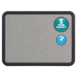 Contour Granite Gray Tack Board, 36 X 24, Black Frame