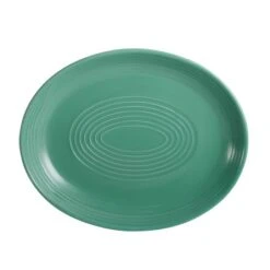 CAC China TG-14C-G Tango Green Coupe Oval Platter 12 3/4" - 1 Doz