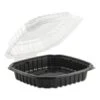 Culinary Basics Microwavable Containers, 46.5 Oz., 10.5 X 9.5 X 2.5, Clear/Black, 100/Carton