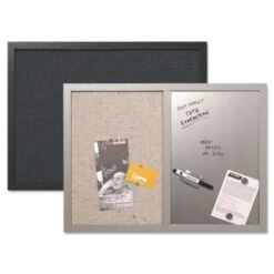 Designer Fabric Bulletin Board, 24 X 18, Black Fabric/Black Frame