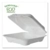 Eco-Products Vanguard Renewable And Compostable Sugarcane Clamshells, 1-Compartment, 9" W X 9" D X 3" H, 500/Carton