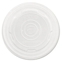 Eco-Products World Art PLA-Laminated White Soup Container Lids Fits 12 Oz.,16 Oz,, 32 Oz. Food Containers, 500/Carton
