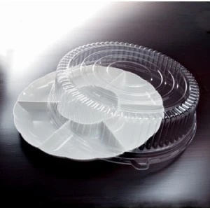 Emi Yoshi EMI-302CP Round Plastic 7 -Compartment Tray / Dome Lid 16" - 12 Sets 1 Emi Yoshi EMI-302CP Round Plastic 7 -Compartment Tray / Dome Lid 16" - 12 Sets