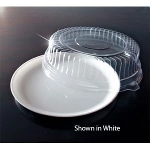Emi Yoshi EMI-420CPP Round Plastic Tray / Dome Lid (PET) 12" - 25 Sets 1 Emi Yoshi EMI-420CPP Round Plastic Tray / Dome Lid (PET) 12" - 25 Sets