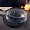 Emi Yoshi EMI-580CP Black Round Plastic Deli Max Tray / Dome Lid (OPS) 18" - 25 Sets
