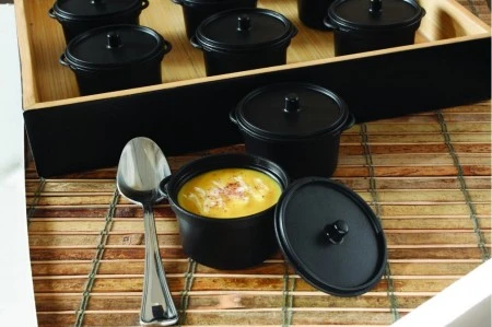 Emi Yoshi EMI-620 Black Micro Cooking Pot 2.7 Oz. - 100 Pcs 1 Emi Yoshi EMI-620 Black Micro Cooking Pot 2.7 Oz. - 100 Pcs