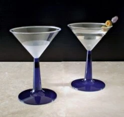 Emi Yoshi EMI-MTG6BL Clear Plastic Martini Glass With Blue Base 6 Oz. - 8 Doz