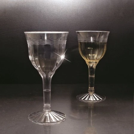 Emi Yoshi EMI-REWG28 2-Piece Clear Plastic Fluted Wine Goblet 6 Oz. - 10 Doz 1 Emi Yoshi EMI-REWG28 2-Piece Clear Plastic Fluted Wine Goblet 6 Oz. - 10 Doz