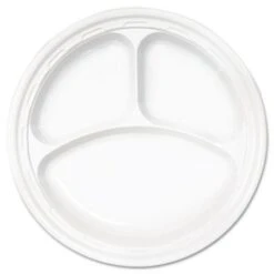 Dart Famous Service Plastic 3-Compartment Plates, 10 1/4" Dia. -- 500 Pcs