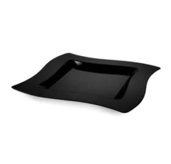 Fineline Settings 108-BK Wavetrends Black Square Plastic Salad Plate 8" - 10 Doz