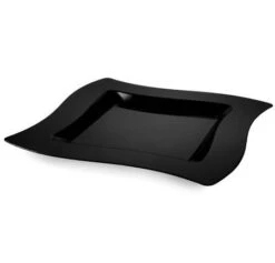 Fineline Settings 110-BK Wavetrends Black Square Plastic Dinner Plate 10-3/4" - 10 Doz