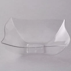 Fineline Settings 132-CL Wavetrends Clear Square Plastic Serving Bowl 32 Oz. - 50 Pcs