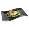 Fineline Settings 1407-BK Wavetrends Black Rectangular Plastic Luncheon Plate 7-1/2" X 12" - 10 Doz