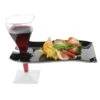 Fineline Settings 1409-BK Wavetrends Black Rectangular Plastic Cocktail Plate With Stemware Hole 6" X 9-1/2" - 10 Doz