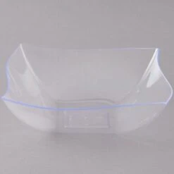 Fineline Settings 164-CL Wavetrends Clear Square Plastic Serving Bowl 64 Oz. - 50 Pcs