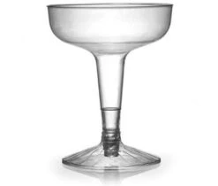 Fineline Settings 2104 Flairware Clear Old Fashioned Plastic 2-Piece Champagne Glass 4 Oz. - 30 Doz