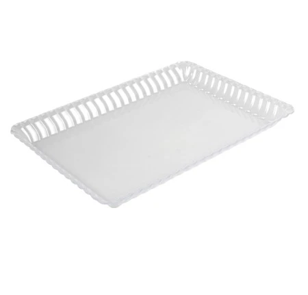 Fineline Settings 293-CL Flairware Clear Plastic Rectangular Serving Tray 9" X 13" - 99 Pcs 1 Fineline Settings 293-CL Flairware Clear Plastic Rectangular Serving Tray 9" X 13" - 99 Pcs