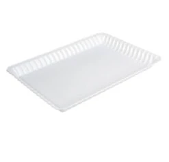 Fineline Settings 294-WH Flairware White Plastic Rectangular Serving Tray 9" X 13" - 4 Doz