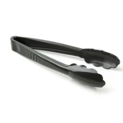 Fineline Settings 3370-BK Platter Pleasers Black Extra Heavy Duty Scalloped Plastic Tongs 7" - 2 Doz