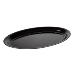 Fineline Settings 483.BK Platter Pleasers Black Oval Plastic Serving Tray 11" X 16" - 25 Pcs