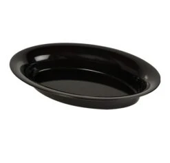 Fineline Settings 3514D-CL Platter Pleasers Black Plastic Oval Serving Bowl 250 Oz. - 20 Pcs