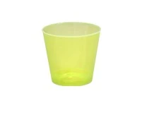 Fineline Settings 401-Y Savvi Serve Neon Yellow Plastic Shot Glass 1 Oz. - 2500 Pcs