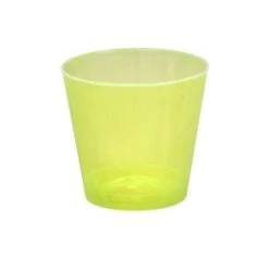 Fineline Settings 402-Y Savvi Serve Neon Yellow Plastic Shot Glass 2 Oz. - 2500 Pcs
