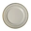 Fineline Settings 507-BO Bone With Gold Rim Plastic Plate 7-1/2" - 150 Pcs
