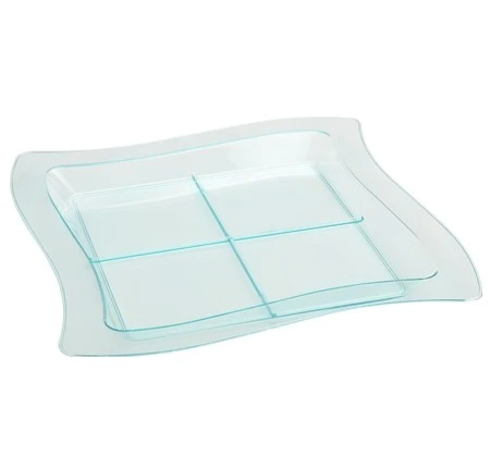 Fineline Settings 6206-CL Tiny Temptations Clear Plastic Tiny Tangents Tray 7-1/4" X 7-1/4" - 10 Doz 1 Fineline Settings 6206-CL Tiny Temptations Clear Plastic Tiny Tangents Tray 7-1/4" X 7-1/4" - 10 Doz