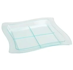 Fineline Settings 6206-GRN Tiny Temptations Green Plastic Tiny Tangents Tray 7-1/4" X 7-1/4" - 10 Doz