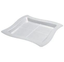 Fineline Settings 6206-WH Tiny Temptations White Plastic Tiny Tangents Tray 7-1/4" X 7-1/4" - 10 Doz