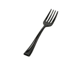 Fineline Settings 6500-BK Tiny Temptations Tiny Tines Black Plastic Tasting Fork 4" - 80 Doz