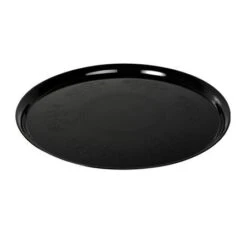 Fineline Settings 7601-BK Platter Pleasers Supreme Black Round Plastic Serving Tray 16" - 25 Pcs